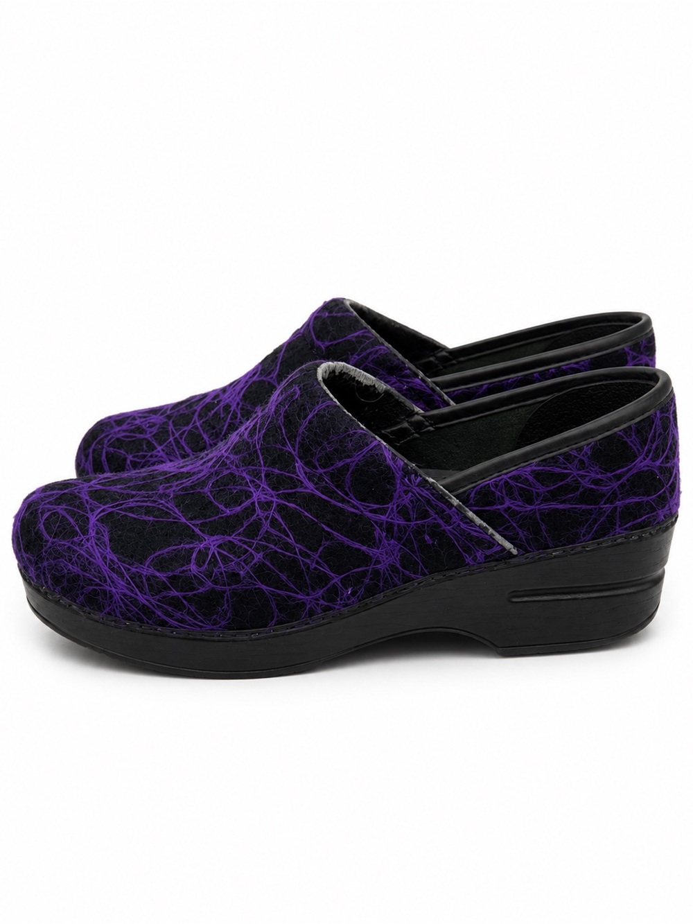 Dansko Professional Wool Clogs 37 Purple Black Nursing Medical Shoes Halloween
